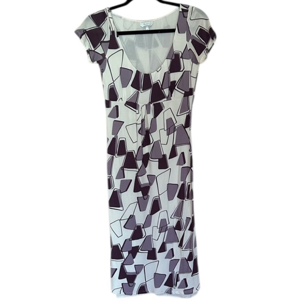 MaxMara White Dress with Purple Geometric Print size 38/equals US size 6